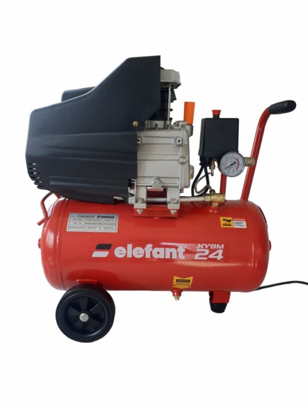 Compresor aer ELEFANT XY2824, rezervor 24L, 1.2 CP, 8 bar, portabil, pentru uz casnic sau atelier vedere in lateral