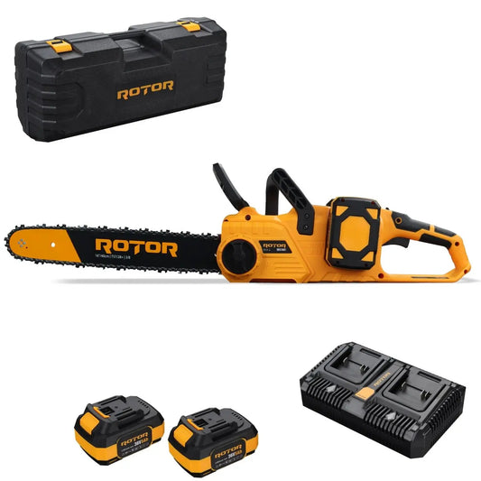 Drujbă cu Acumulatori ROTOR RBS1601 – 36V, Lamă 40cm, 28 Dinți, Încărcător Dublu ROTOR