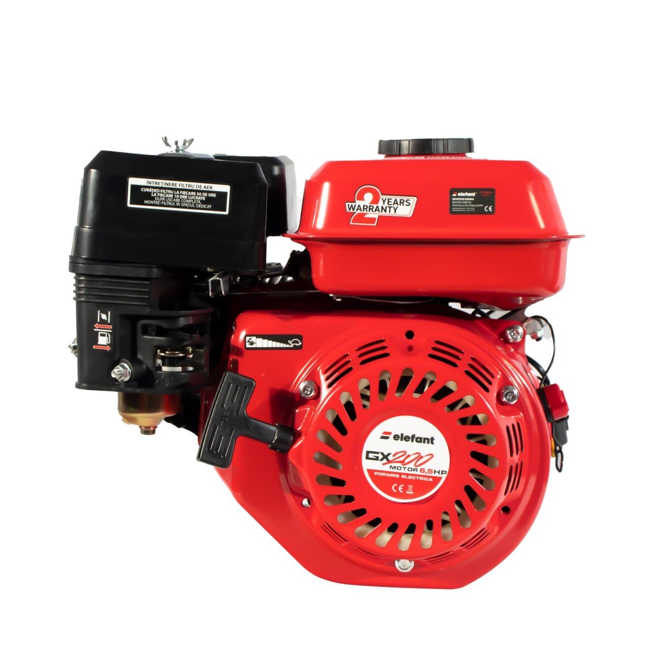 Motor pe benzină Elefant GX200, 6.5 CP, ax 20 mm, motor 4T, ideal pentru aplicații industriale și agricole.